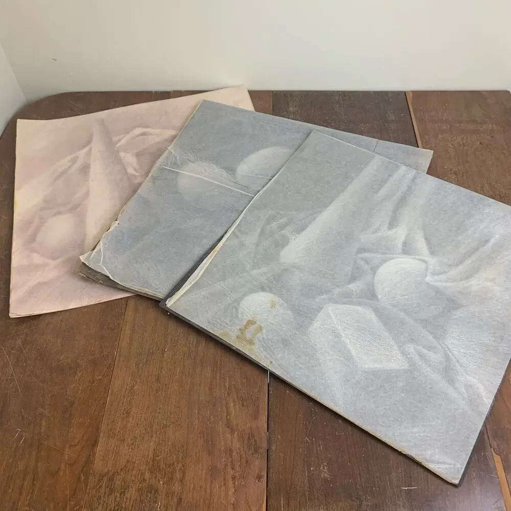 Set of 3 VINTAGE 60s‎ 70s Original Artist Signed Charcoal still life art 20 x 20